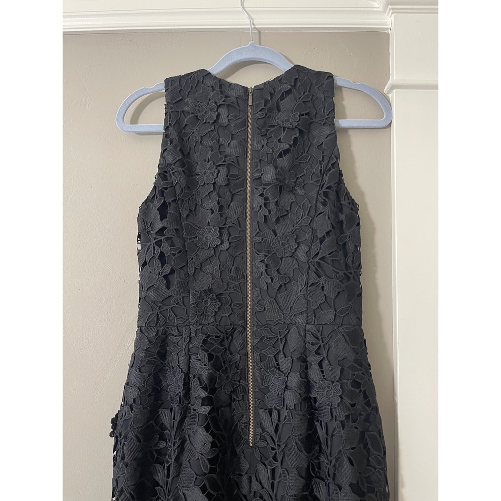 Betsy & Adam Womens Black Floral Lace Sleeveless Midi Cocktail Dress Size 8 - Picture 7 of 9